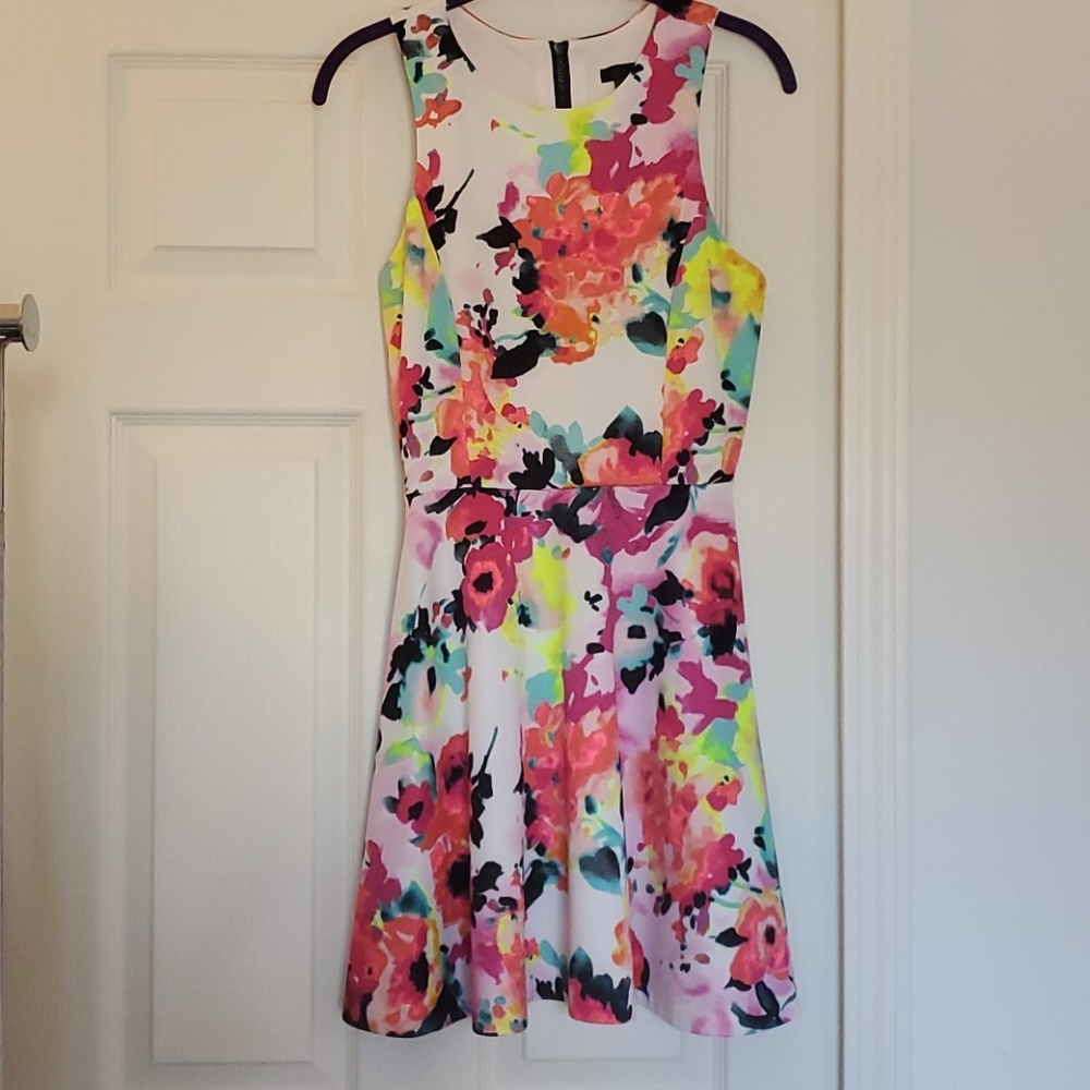Aqua Neon Floral Dress